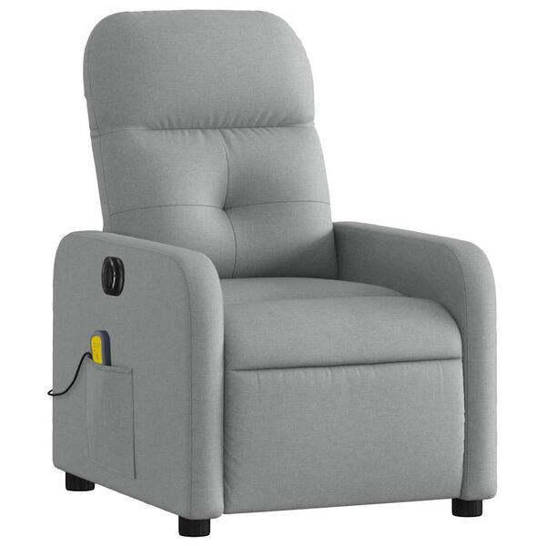 vidaXL Fauteuil inclinable de massage &eacute;lectrique gris clair tissu