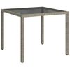vidaXL Table de jardin 90x90x75 cm Verre tremp&eacute; et r&eacute;sine tress&eacute;e Gris