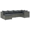 vidaXL Salon de jardin 6 pcs avec coussins Gris R&eacute;sine tress&eacute;e