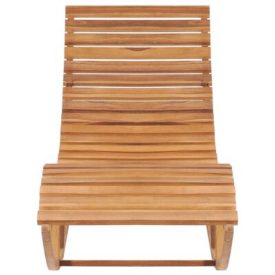 vidaXL Chaise longue à bascule avec coussin Bois de teck solide