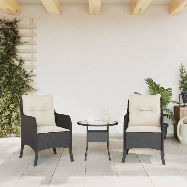 vidaXL Chaises de jardin avec coussins lot de 2 noir r&eacute;sine tress&eacute;e