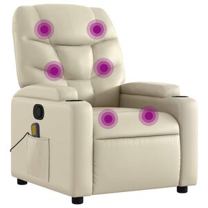 vidaXL Fauteuil de massage inclinable crème similicuir