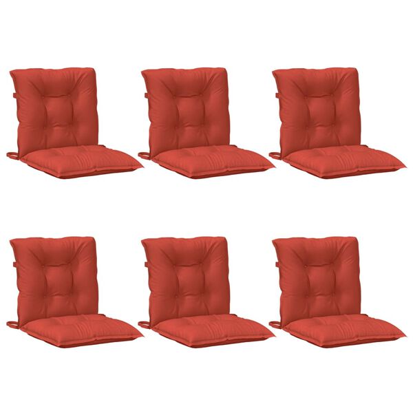 vidaXL Coussins de chaise &agrave; dossier bas lot de 6 rouge m&eacute;lang&eacute; tissu
