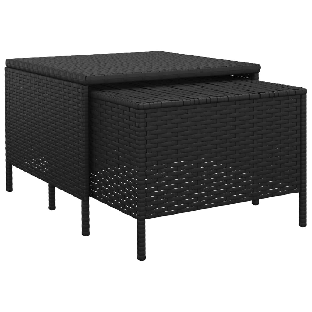 vidaXL Salon de jardin 4 pcs avec coussins Noir Résine tressée