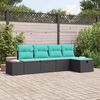 vidaXL Ensemble de canap&eacute; de jardin avec coussin 5 pcs Noir polyrotin