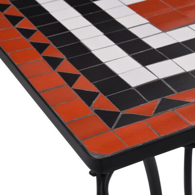 vidaXL Table de bistro mosaïque Terre cuite et blanc 60 cm Céramique