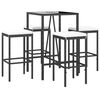 vidaXL Ensemble de bar de jardin 5 pcs avec coussins noir poly rotin