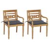 vidaXL Chaises Batavia lot de 2 avec coussins anthracite Bois de teck