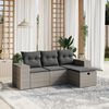vidaXL Salon de jardin 4 pcs avec coussins gris r&eacute;sine tress&eacute;e