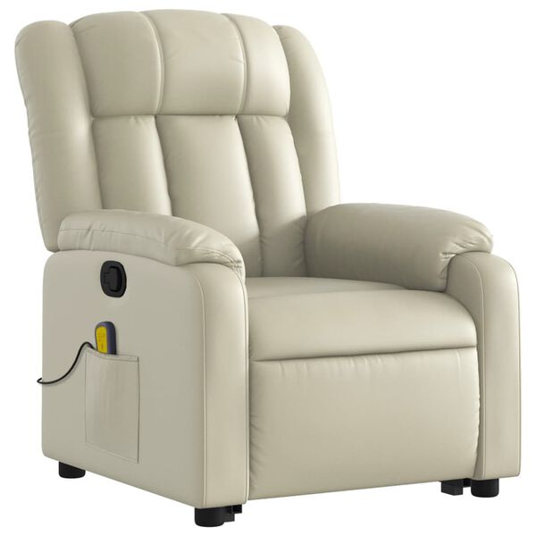 vidaXL Fauteuil inclinable de massage cr&egrave;me similicuir