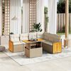 vidaXL Salon de jardin avec coussins 7 pcs beige r&eacute;sine tress&eacute;e