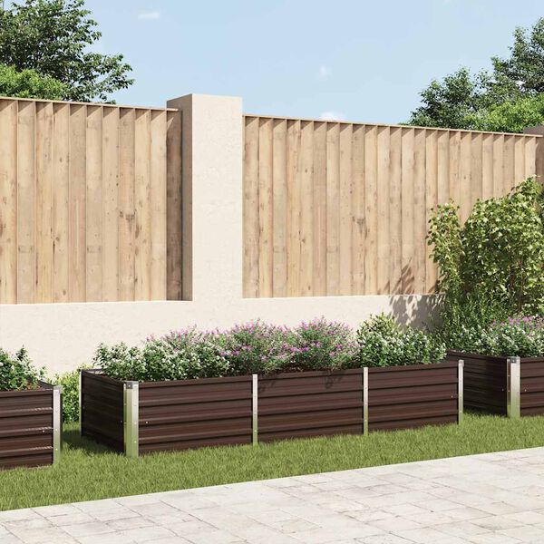 vidaXL Lit surélevé de jardin Marron 240x80x45 cm Acier galvanisé