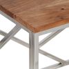 vidaXL Table basse argent&eacute; acier inoxydable et bois massif d'acacia