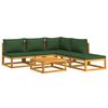 vidaXL Salon de jardin 6 pcs avec coussins vert bois massif