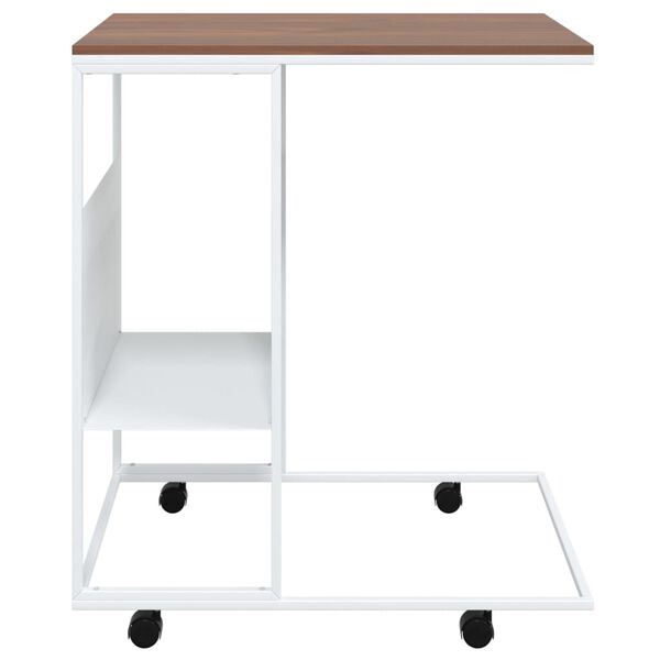 vidaXL Table d'appoint avec roues blanc 55x36x63,5cm bois d'ingénierie