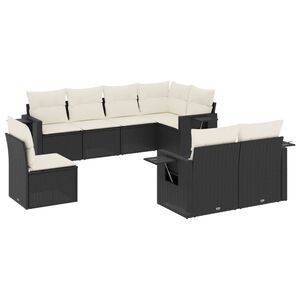 vidaXL Salon de jardin 8 pcs avec coussins noir r&eacute;sine tress&eacute;e