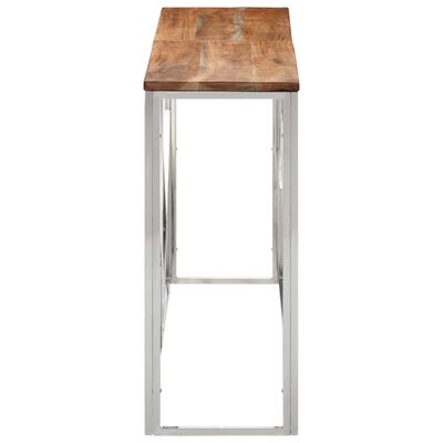 vidaXL Table console argenté acier inoxydable et bois massif d'acacia