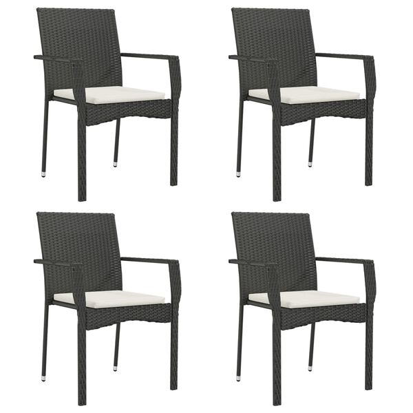 vidaXL Ensemble &agrave; manger de jardin coussins 5pcs Noir R&eacute;sine tress&eacute;e