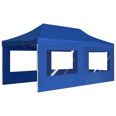 vidaXL Tente de réception pliable avec parois Aluminium 6 x 3 m Bleu