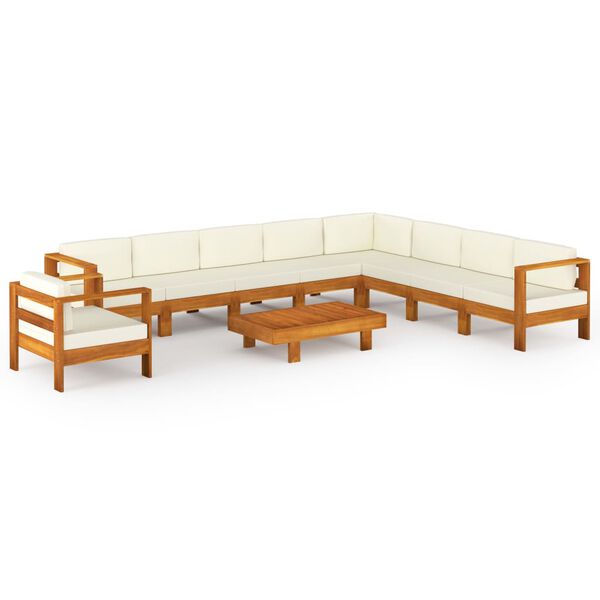 vidaXL Salon de jardin 10 pi&egrave;ces avec coussins 100 x 60 cm Bois d'acacia