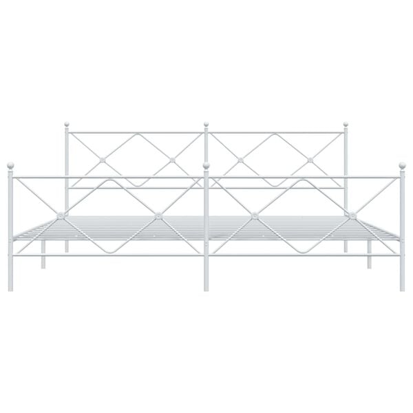 vidaXL Cadre de lit m&eacute;tal sans matelas et pied de lit blanc 193x203 cm