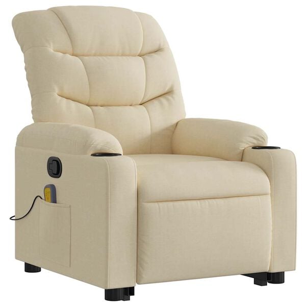 vidaXL Fauteuil inclinable de massage crème tissu