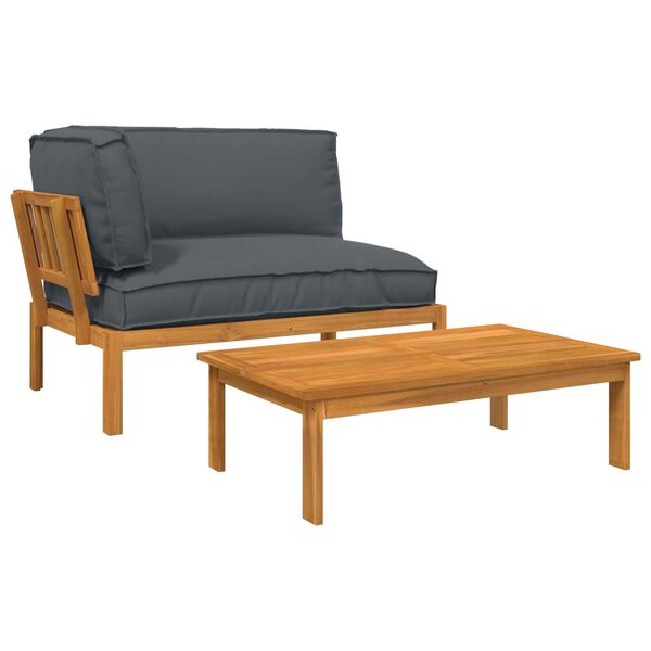 vidaXL Ensemble de Canap&eacute;s Uni 2 pcs Anthracite Bois d'Acacia Massif