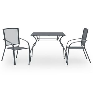 vidaXL Ensemble &agrave; manger de jardin 3 pcs Acier Anthracite