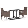 vidaXL Ensemble &agrave; manger de jardin 3 pcs Marron