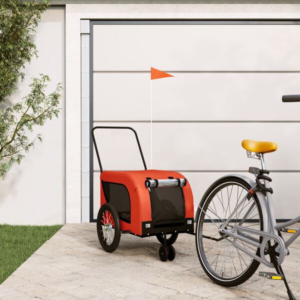 vidaXL Remorque de v&eacute;lo pour animaux de compagnie orange et noir