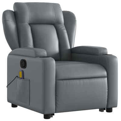 vidaXL Fauteuil inclinable de massage gris similicuir