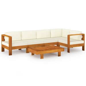 vidaXL Salon de jardin 6 pièces avec coussins 100 x 60 cm Bois d'acacia