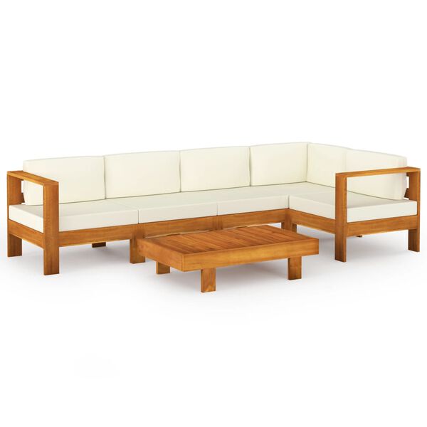 vidaXL Salon de jardin 6 pièces avec coussins 100 x 60 cm Bois d'acacia