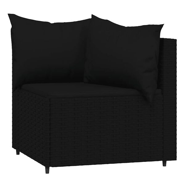 vidaXL Salon de jardin 3 pcs avec coussins Noir R&eacute;sine tress&eacute;e