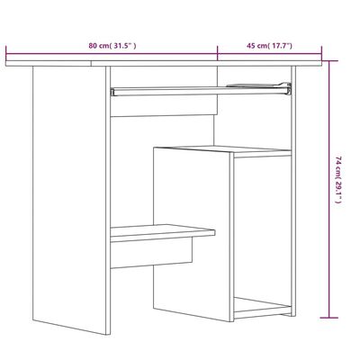 vidaXL Bureau Chêne marron 80x45x74 cm Bois d'ingénierie