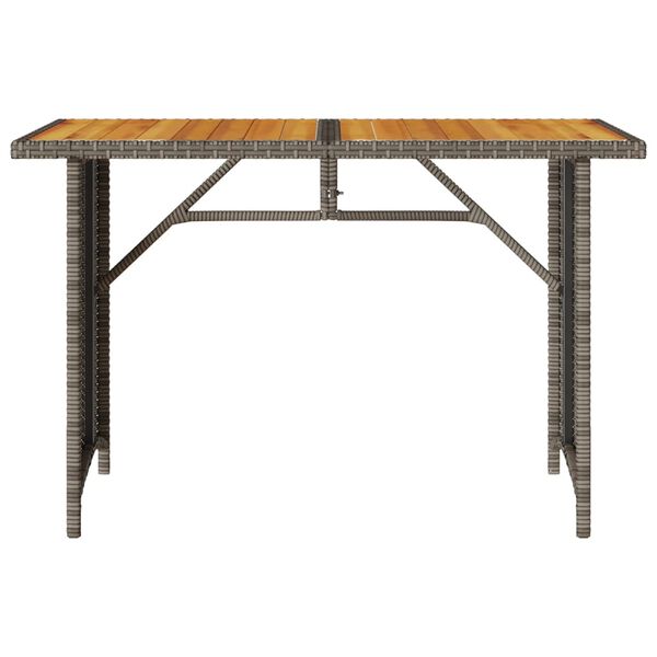 vidaXL Table de jardin avec dessus en bois gris 110x68x70 cm rotin