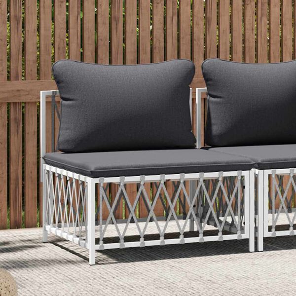 vidaXL Canap&eacute; central de jardin avec coussins blanc tissu tiss&eacute;