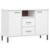 vidaXL Buffet avec pieds en métal Blanc 113x40x77 cm Bois massif OSLO