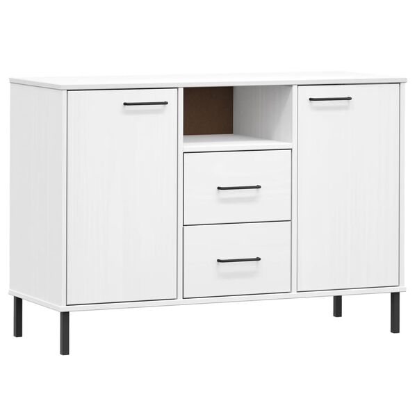 vidaXL Buffet avec pieds en métal Blanc 113x40x77 cm Bois massif OSLO