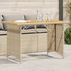 vidaXL Table de jardin avec dessus en bois noir 110x68x70 cm rotin