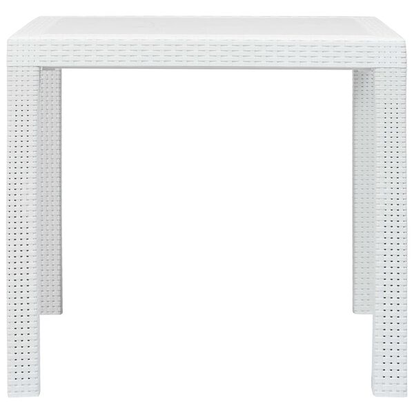 vidaXL Table de jardin Blanc 79x79x72 cm Plastique Aspect de rotin