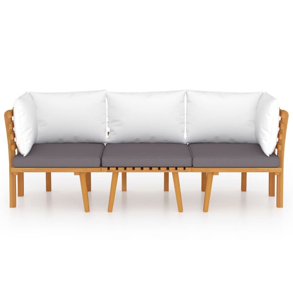vidaXL Salon de jardin 3 pcs avec coussins Bois d'acacia massif