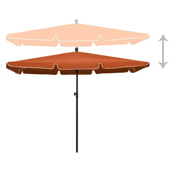vidaXL Parasol de jardin avec mât 210x140 cm Terre cuite