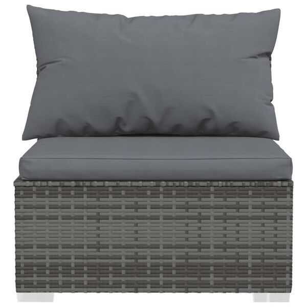 vidaXL Salon de jardin 9 pcs avec coussins R&eacute;sine tress&eacute;e Gris