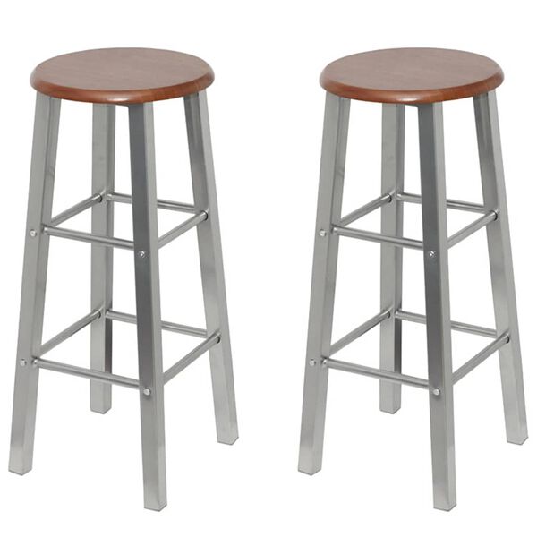 vidaXL Tabourets de bar lot de 4 argent&eacute; et marron MDF