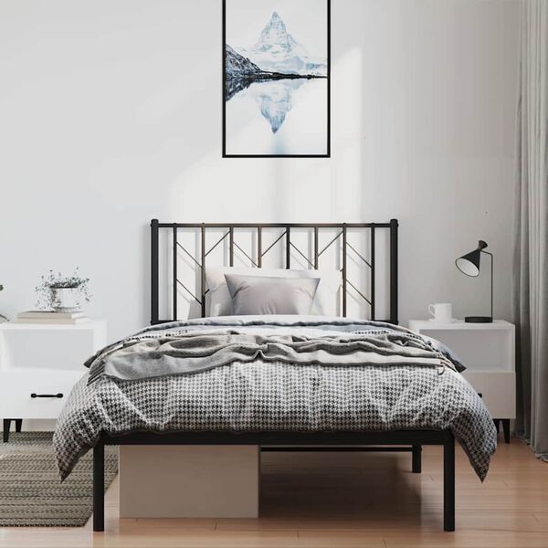 vidaXL Cadre de lit métal sans matelas avec tête de lit noir 100x200cm