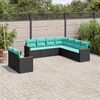 vidaXL Salon de jardin 9 pcs avec coussins noir résine tressée