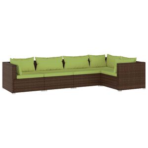 vidaXL Salon de jardin 5 pcs avec coussins r&eacute;sine tress&eacute;e marron