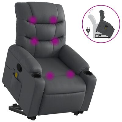 vidaXL Fauteuil inclinable de massage gris similicuir