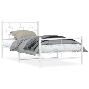 vidaXL Cadre de lit m&eacute;tal sans matelas et pied de lit blanc 100x200 cm